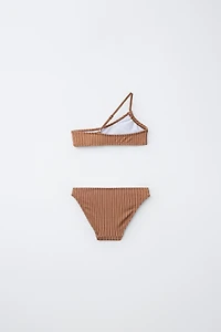 ASYMMETRICAL STRIPED SHIMMER BIKINI (6-14Y)