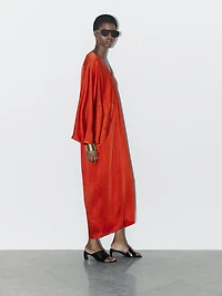 Flowing satin kimono dress