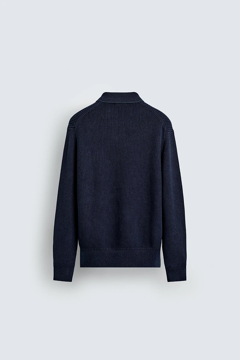 WASHED TEXTURED KNIT POLO SHIRT