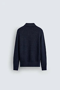 WASHED TEXTURED KNIT POLO SHIRT