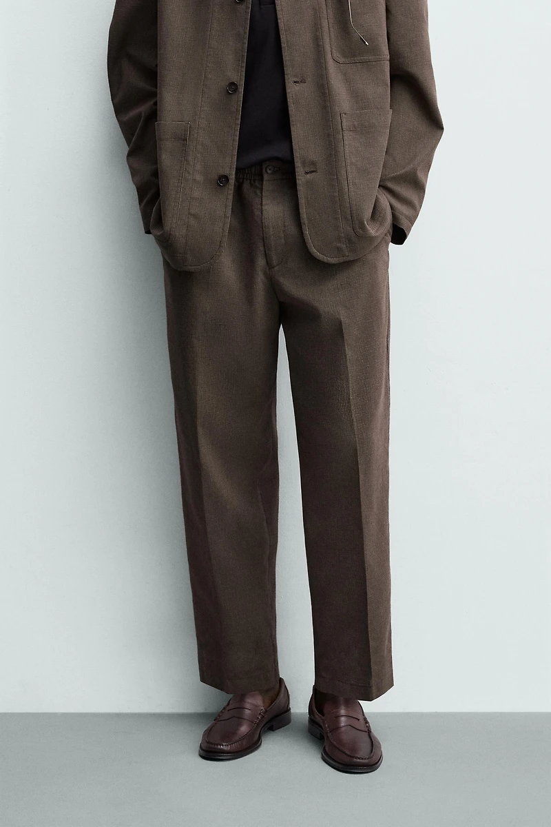 RELAXED FIT HOUNDSTOOTH SUIT PANTS