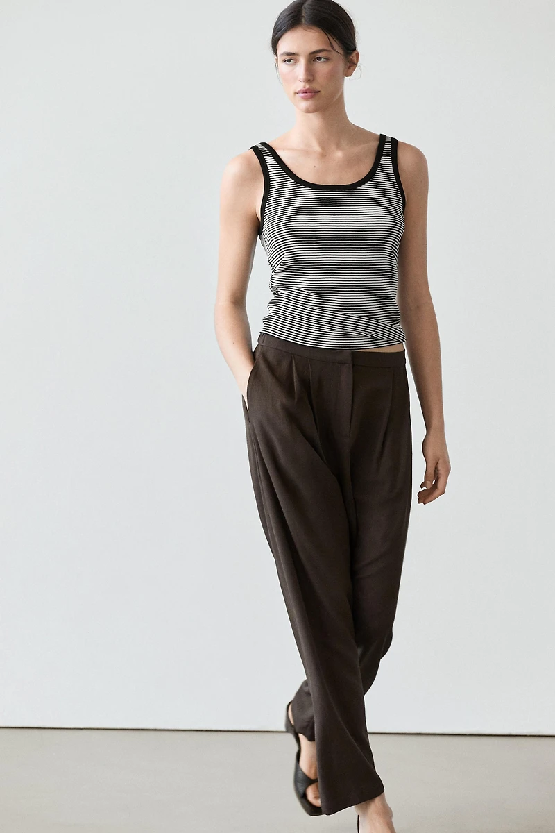 Cotton top with striped detail