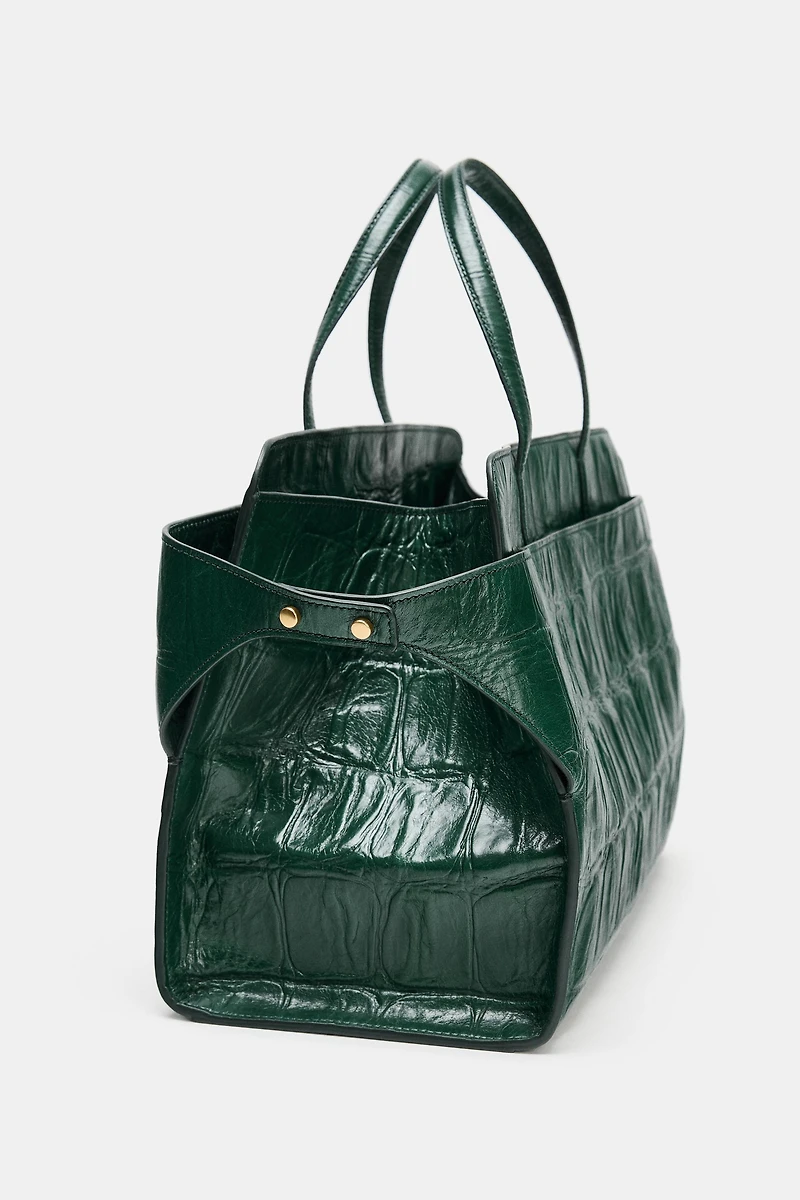 EMBOSSED LEATHER CITY BAG