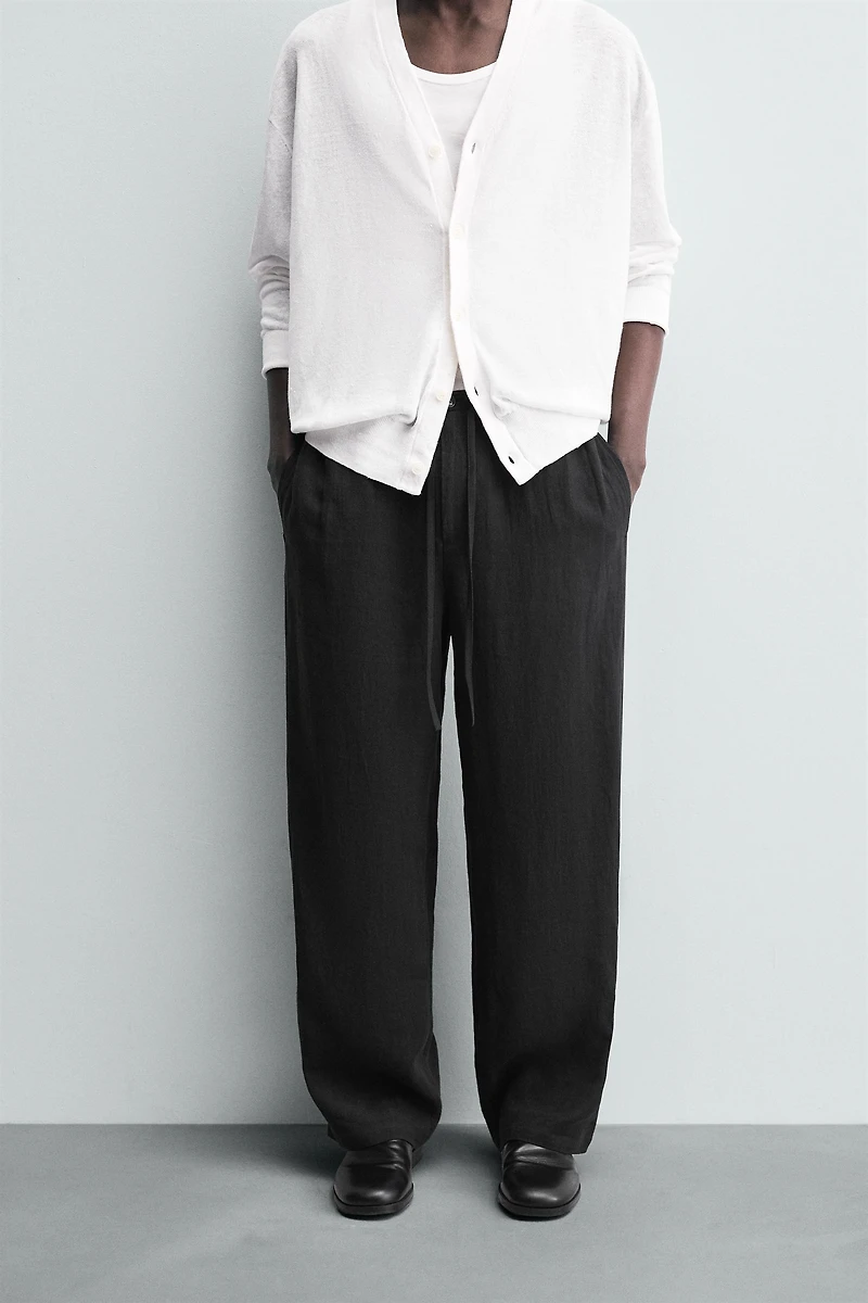 RELAXED FIT 100% LINEN PANTS