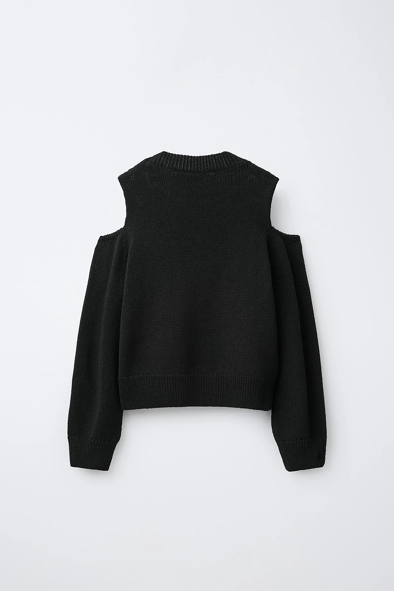 KNIT JUMPER WITH CUT-OUT AND RHINESTONES