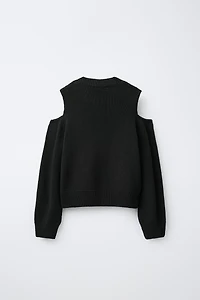 KNIT JUMPER WITH CUT-OUT AND RHINESTONES