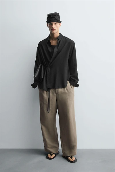 LINEN - VISCOSE TIE SHIRT