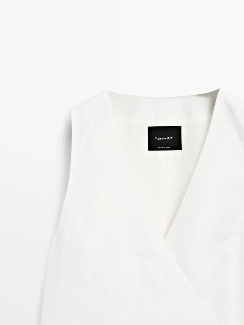Linen blend waistcoat with tie detail