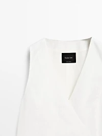 Linen blend waistcoat with tie detail