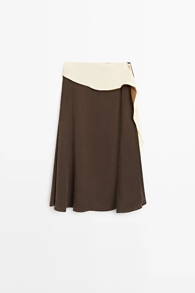 Contrast Ruffle Midi Skirt