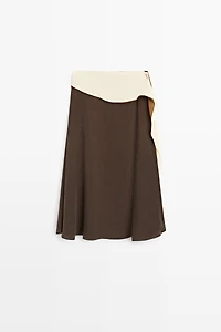 Contrast Ruffle Midi Skirt