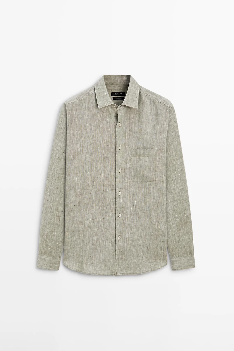 Regular fit linen shirt with pocket