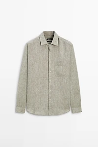 Regular fit linen shirt with pocket