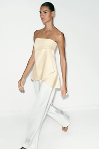PLEATED STRAPLESS TOP