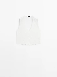 Veste sans manches brodée 100 % coton