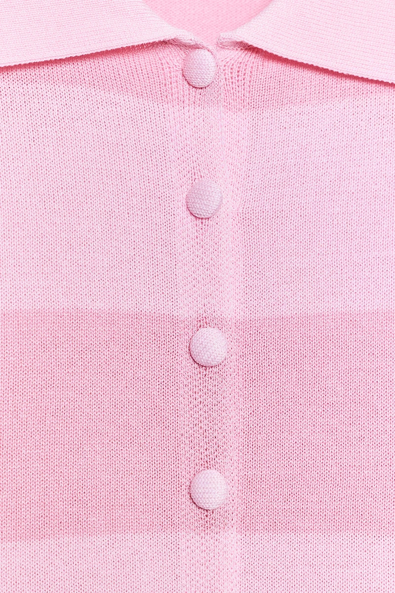 STRIPED KNIT POLO JACKET