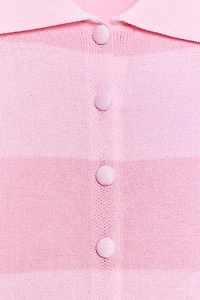 STRIPED KNIT POLO JACKET