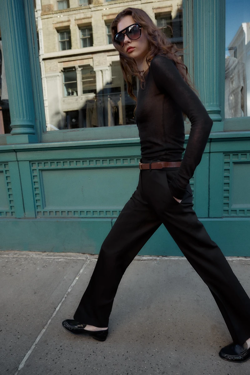 BELTED STRAIGHT LEG PANTS