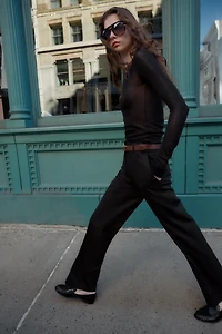 BELTED STRAIGHT LEG PANTS