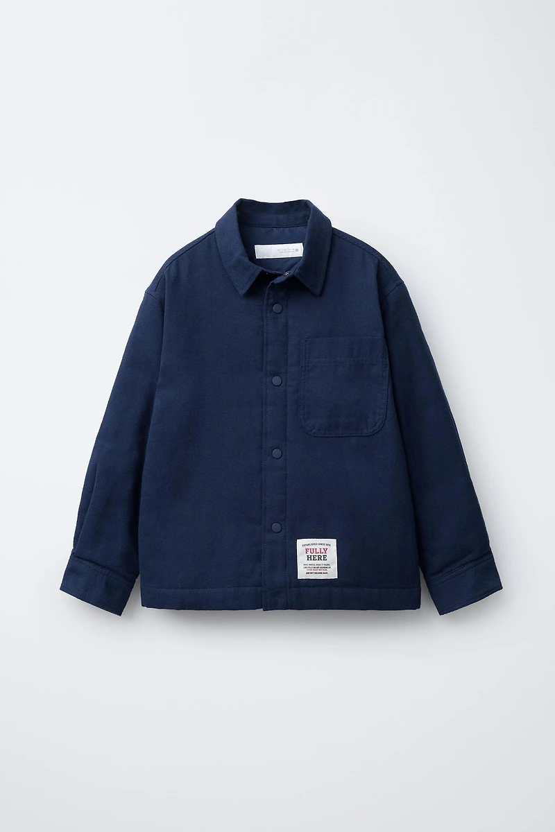 QUILTED LABEL OVERSHIRT