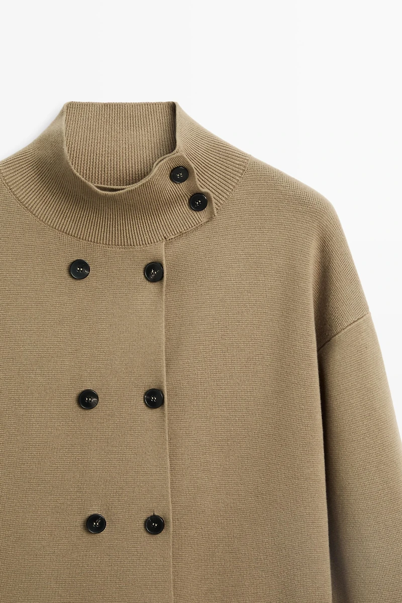 100% cotton double-breasted cardigan