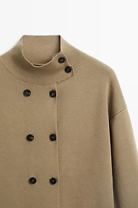 100% cotton double-breasted cardigan