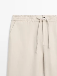 Pantalon total look détail taille lin