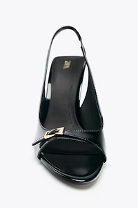 PATENT FINISH HEELED SANDALS