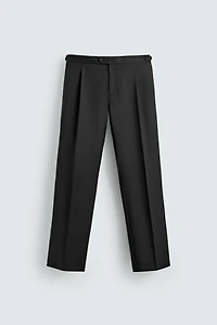 100% WOOL PLEATED SUIT PANTS