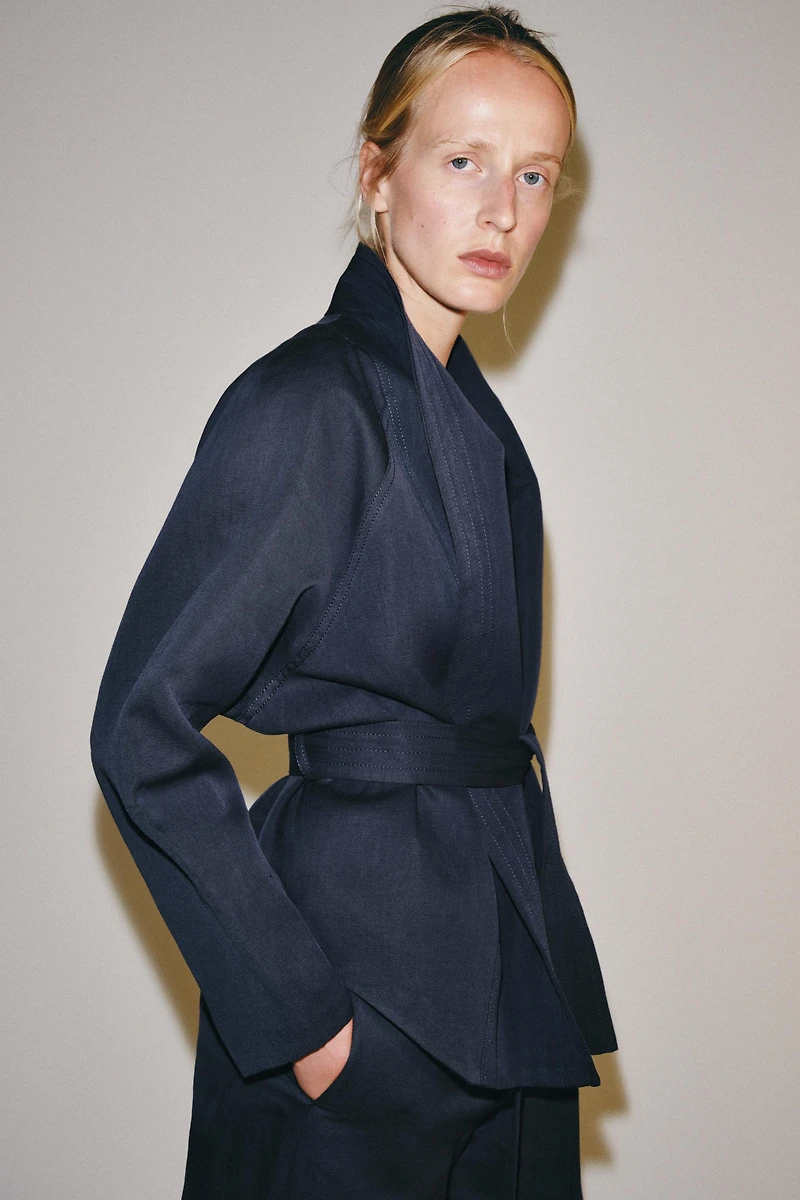 ZW COLLECTION LINEN BELTED BLAZER