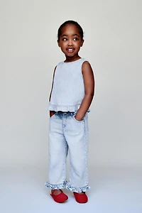RUFFLED CULOTTE JEANS
