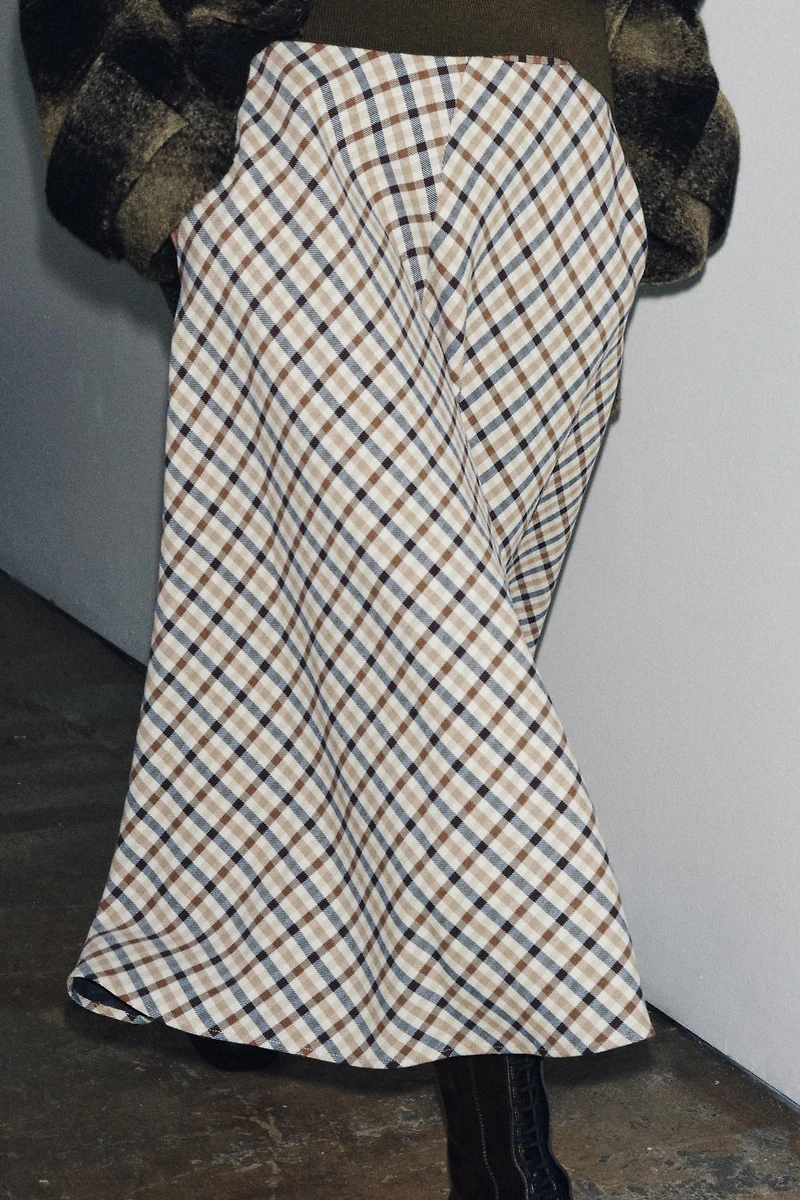 PLAID CAPE SKIRT ZW COLLECTION