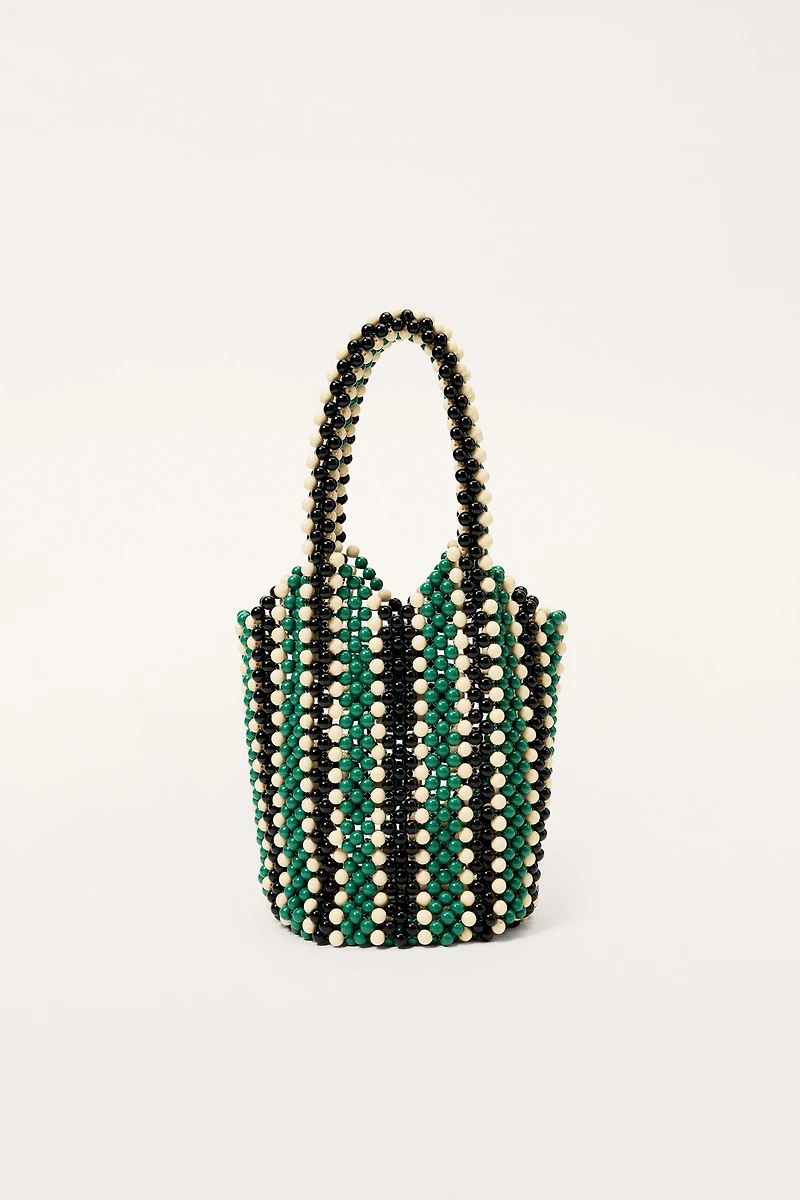 STRIPED BEADED BUCKET BAG - LIMITED EDITION