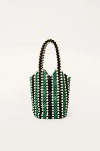 STRIPED BEADED BUCKET BAG - LIMITED EDITION