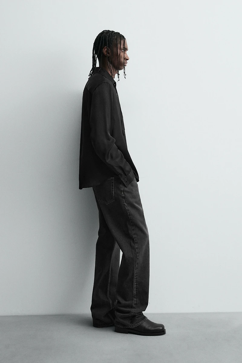 DRAWSTRING FLOWY POLO SHIRT