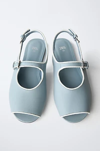 SLINGBACK BALLET FLATS WITH PIPING