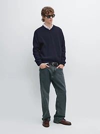 Pull col V en maille de laine mélangée