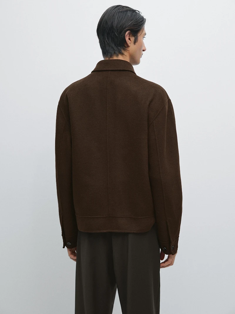 Wool blend jacket with zip detail