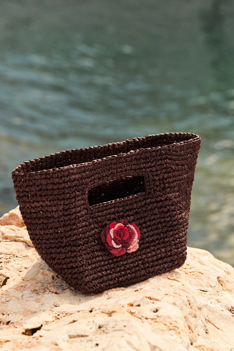MINI SAC EN RAPHIA FLEUR CROCHET
