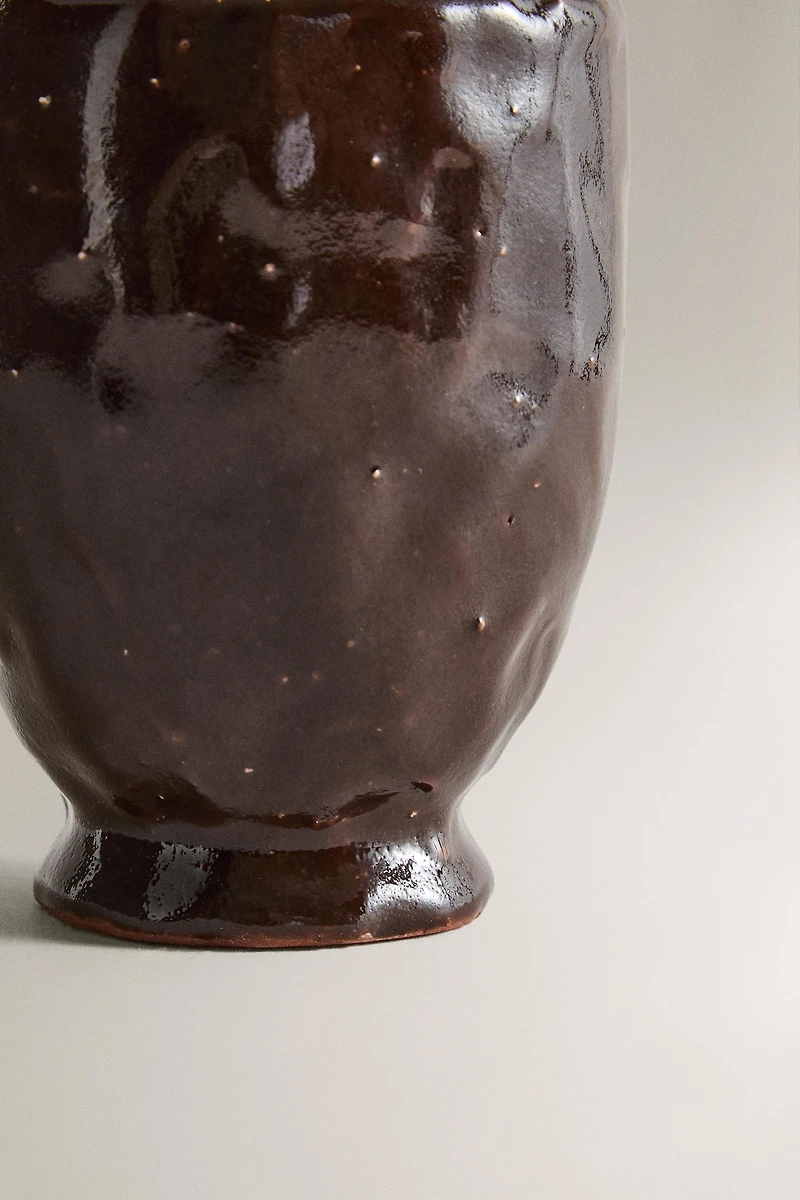 BROWN CERAMIC SOAP DISPENSER