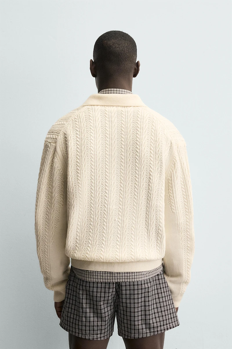 CABLE KNIT TEXTURED CARDIGAN