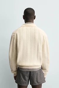 CABLE KNIT TEXTURED CARDIGAN