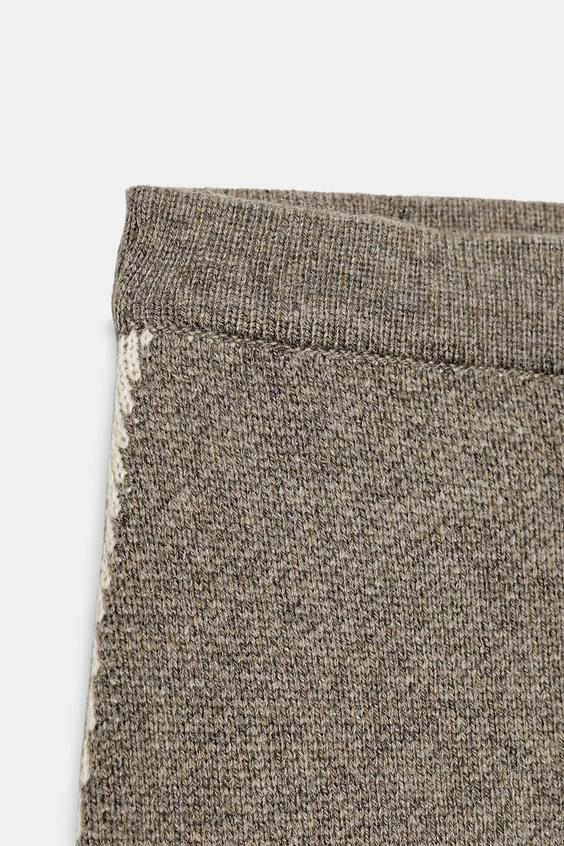 CONTRAST PIPED KNIT MIDI SKIRT