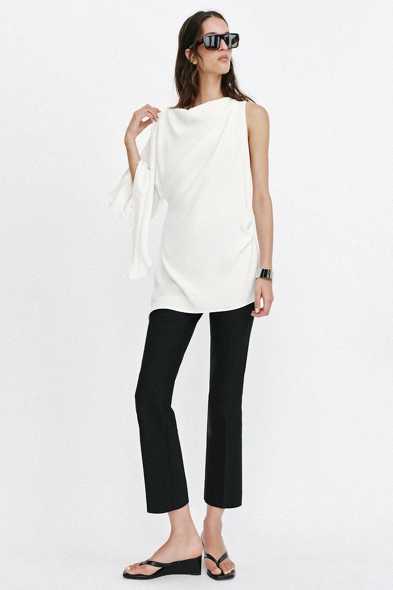 ASYMMETRIC PEARL TUNIC BLOUSE