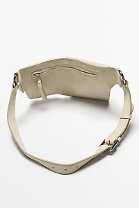 Sac banane double compartiment en croûte de cuir