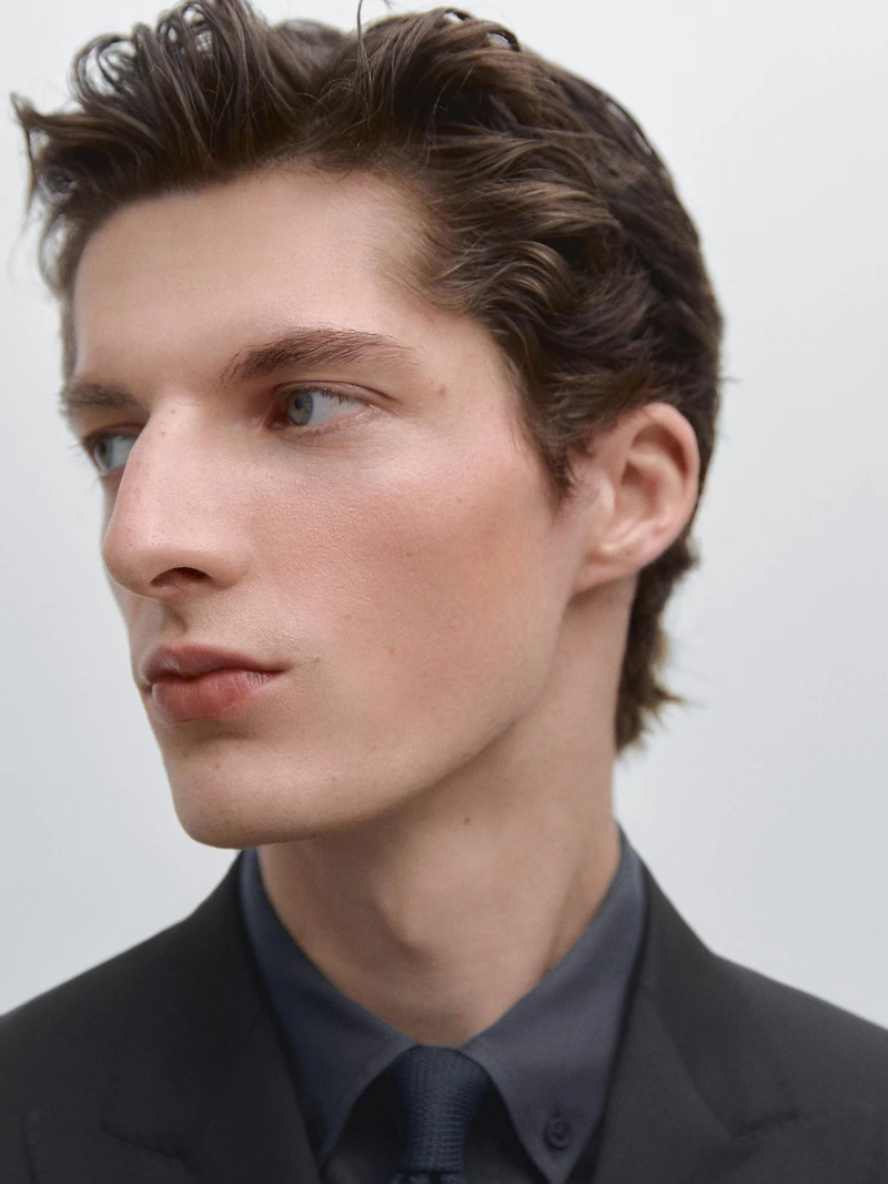 100% cool wool double-breasted suit blazer