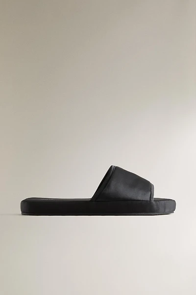 SATEEN FLATFORM SLIDER SLIPPERS