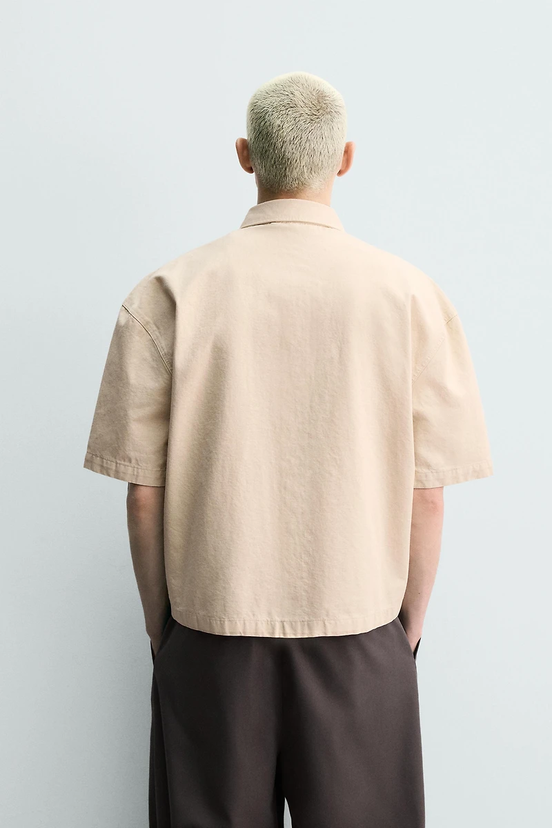 BOXY FIT OVERSHIRT WITH TEXT PATCHES