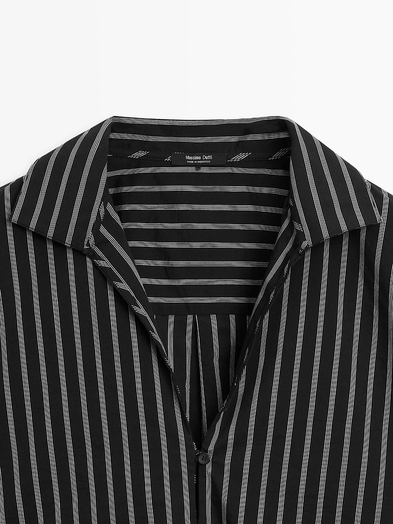 Striped cotton blend shirt