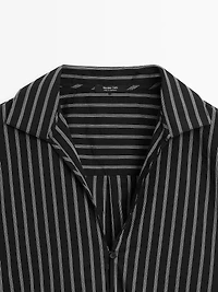 Striped cotton blend shirt